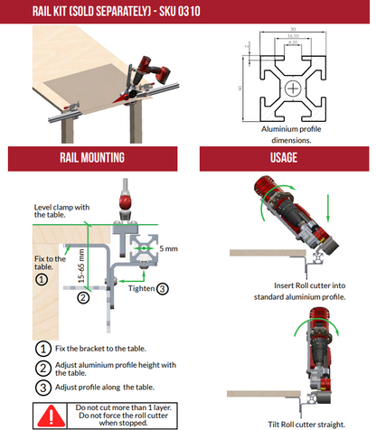 Roll Cutter Rail Kit, Buschmann 0310