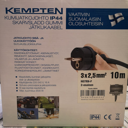 Kempten Kumijatkojohto IP44 3x2,5mm 10 m